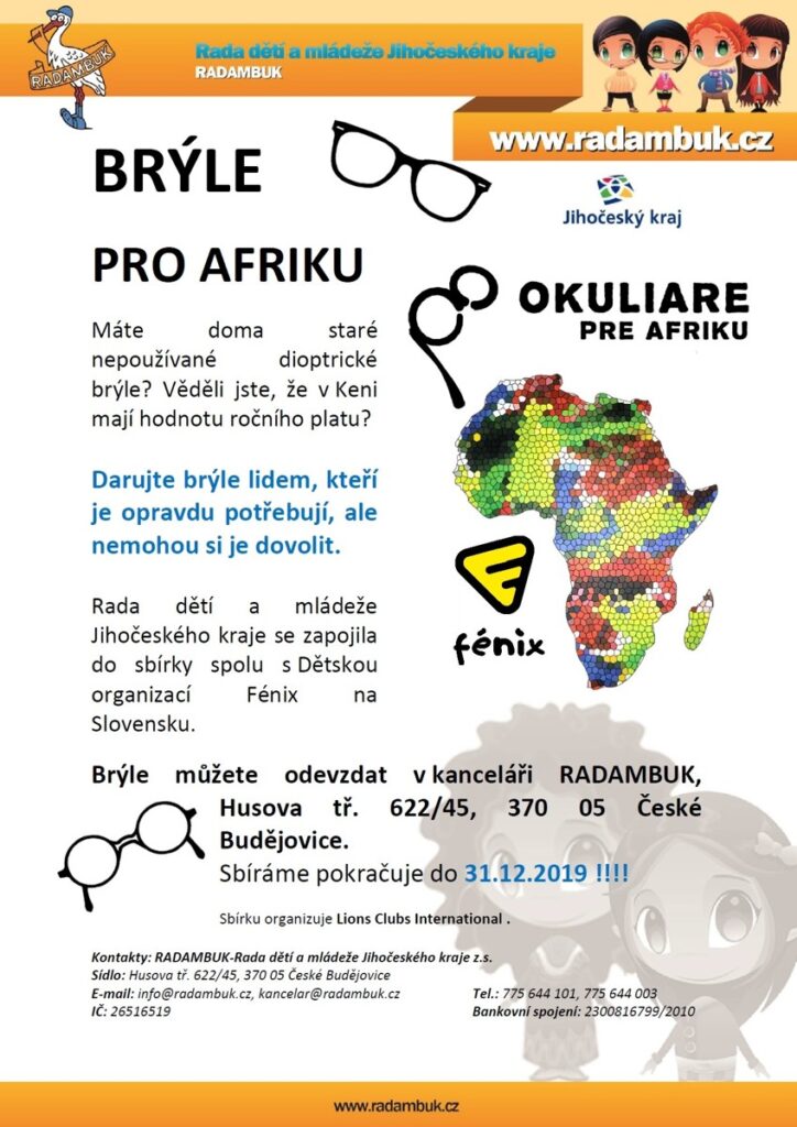 Brýle pro Afriku – sbírka ukončena 2019 - RADAMBUK | Rada dětí a mládeže Jihočeského kraje