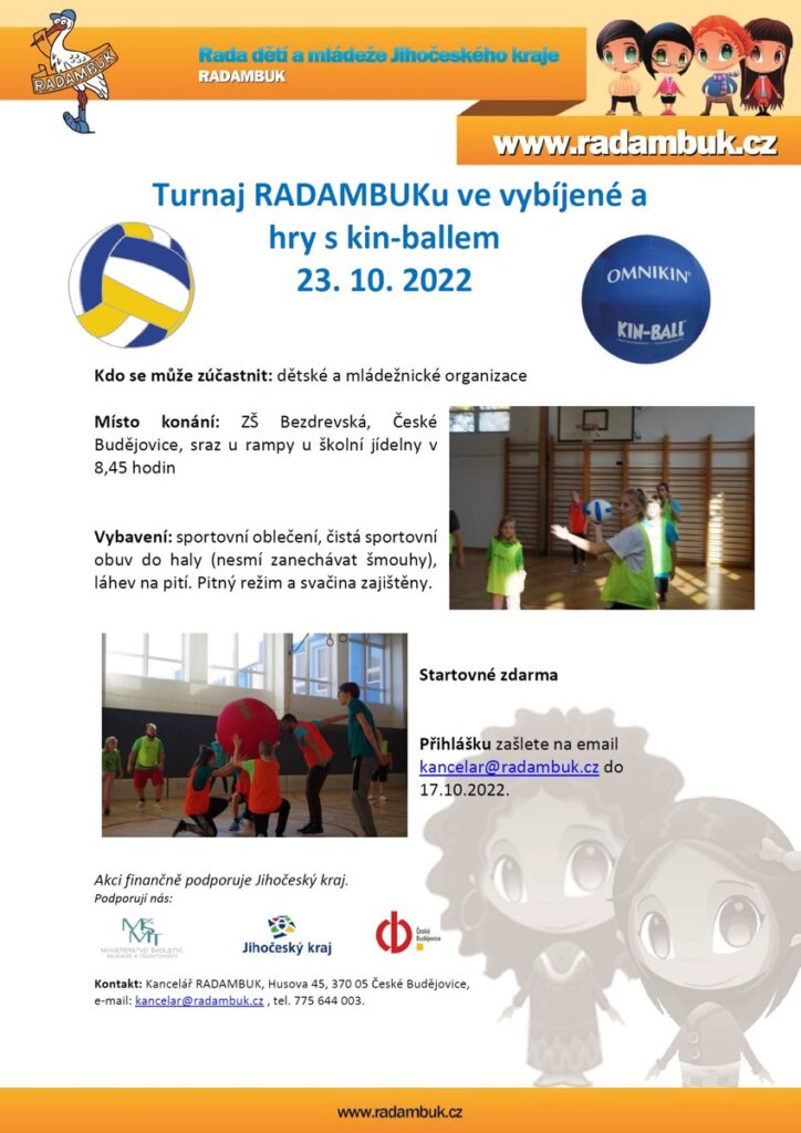 Turnaj RADAMBUKu 23. 10. 2022 – vybíjená, kin-ball - RADAMBUK | Rada dětí a mládeže Jihočeského kraje