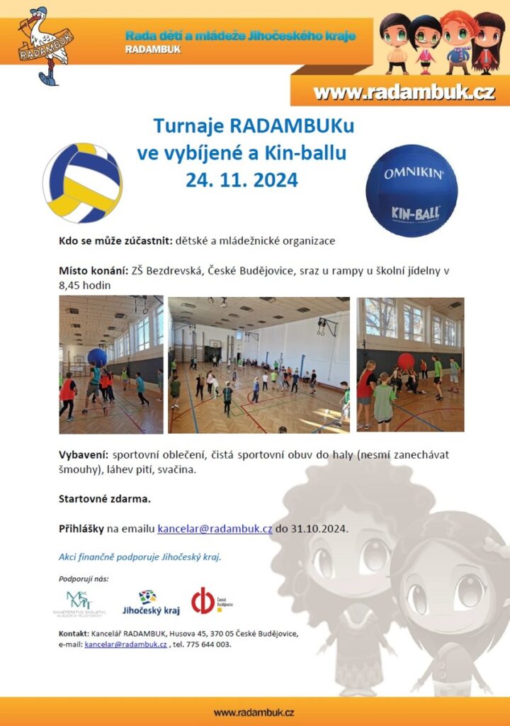 24. 11. 2024- Turnaje RADAMBUKu ve vybíjené a Kin-ballu - RADAMBUK | Rada dětí a mládeže Jihočeského kraje