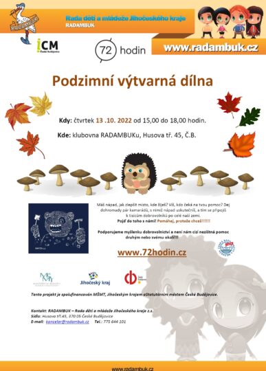 Podzimní výtvarná dílna – 72 hodin - RADAMBUK | Rada dětí a mládeže Jihočeského kraje