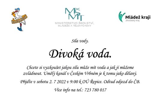 Projekt Síla vody 2., 22.7., 12.8.2022 – Mládež kraji – kraj Jihočeský - RADAMBUK | Rada dětí a mládeže Jihočeského kraje