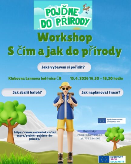 Dubnová akce projektu Pojďme do přírody – workshop S čím a jak do přírody 15. 4. 2026 - RADAMBUK | Rada dětí a mládeže Jihočeského kraje