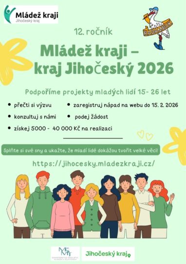 12. ročník projektu Mládež kraji – Jihočeský kraj 2026 - RADAMBUK | Rada dětí a mládeže Jihočeského kraje
