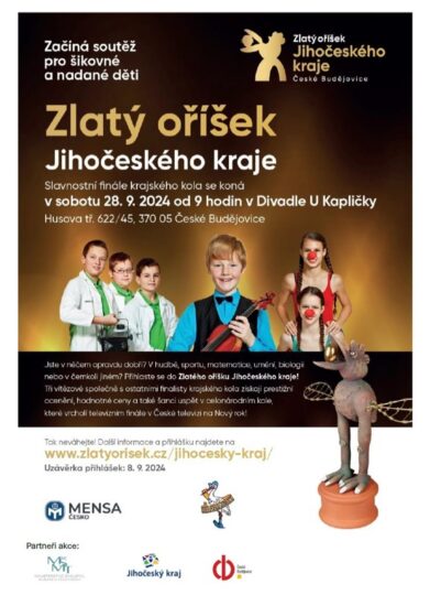 28. 9. 2024- Finále krajské kolo soutěže Zlatý oříšek Jihočeského kraje 2024 - RADAMBUK | Rada dětí a mládeže Jihočeského kraje