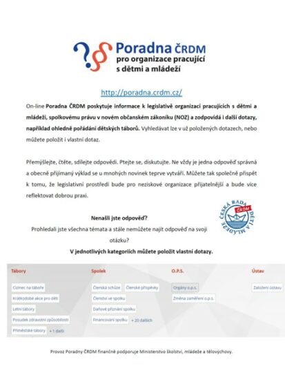 Poradna ČRDM pro organizace dětí a mládeže - RADAMBUK | Rada dětí a mládeže Jihočeského kraje
