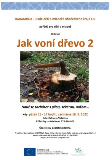 12. 8. – 15. 10. 2022 – tandemové neformální vzdělávání – Jak voní dřevo - RADAMBUK | Rada dětí a mládeže Jihočeského kraje