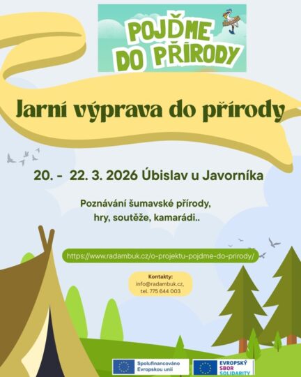 Březnová akce projektu Pojďme do přírody – Jarní výprava do přírody 20. – 22. 3. 2026 - RADAMBUK | Rada dětí a mládeže Jihočeského kraje