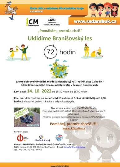14. 10. 2022 – Uklidíme Branišovský les – 72 hodin- zapojte se také!!! - RADAMBUK | Rada dětí a mládeže Jihočeského kraje