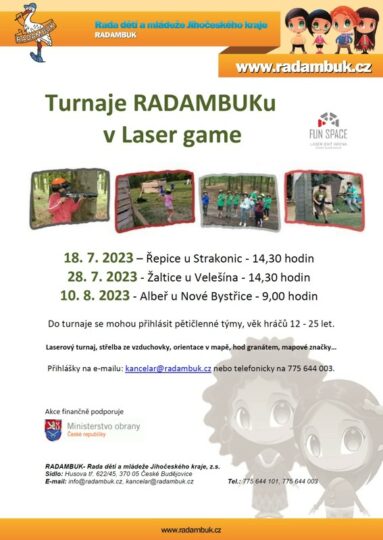Turnaje RADAMBUKu v Laser game- projekt Ministerstva obrany 2023 - RADAMBUK | Rada dětí a mládeže Jihočeského kraje