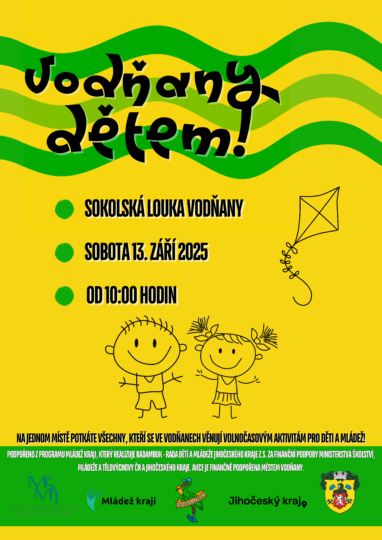 Projekt Vodňany dětem 13. 9. 2025 – Mládež kraji – kraj Jihočeský - RADAMBUK | Rada dětí a mládeže Jihočeského kraje