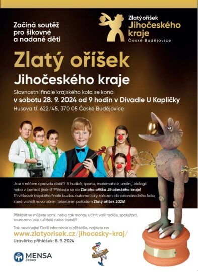 28. 9. 2024- Finále krajské kolo soutěže Zlatý oříšek Jihočeského kraje 2024 - RADAMBUK | Rada dětí a mládeže Jihočeského kraje