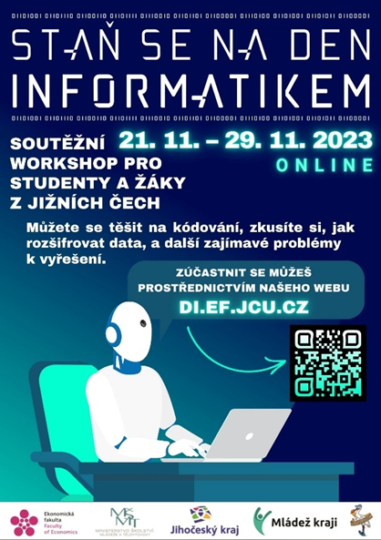 Staň se na den informatikem – projekt Mládež kraji – kraj Jihočeský 21. – 29. 11. 2023 - RADAMBUK | Rada dětí a mládeže Jihočeského kraje