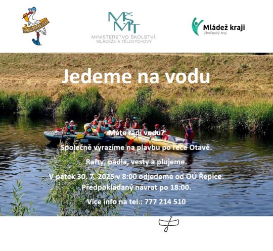 Projekt Mládež kraji – kraj Jihočeský – Jedeme na vodu 30.7.2025 - RADAMBUK | Rada dětí a mládeže Jihočeského kraje