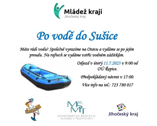 Po vodě ze Sušice – projekt Mládež kraji – kraj Jihočeský - RADAMBUK | Rada dětí a mládeže Jihočeského kraje
