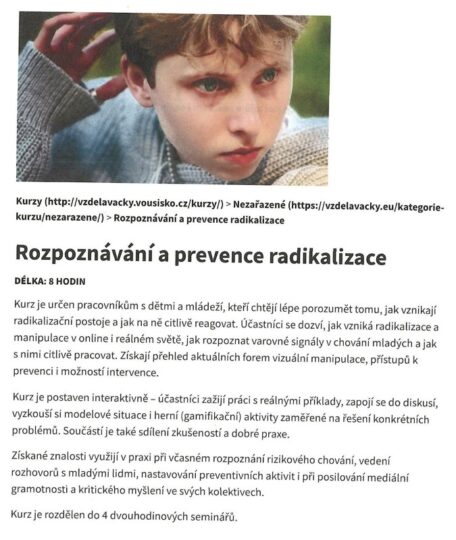 Vzdělávací kurz ČRDM – Rozpoznávání a prevence radikalizace - RADAMBUK | Rada dětí a mládeže Jihočeského kraje