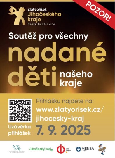 Soutěž pro šikovné a nadané děti – Zlatý oříšek Jihočeského kraje 2025 - RADAMBUK | Rada dětí a mládeže Jihočeského kraje