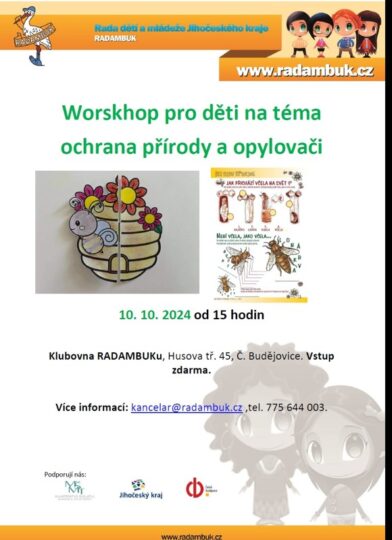 Worskhop pro děti na téma ochrana přírody a opylovači – 10. 10. 2024 - RADAMBUK | Rada dětí a mládeže Jihočeského kraje
