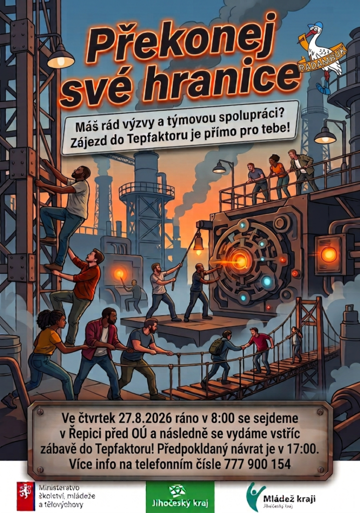 27. 8. 2026 - Překonej své hranice! - projekt Mládež kraji - kraj Jihočeský - RADAMBUK | Rada dětí a mládeže Jihočeského kraje