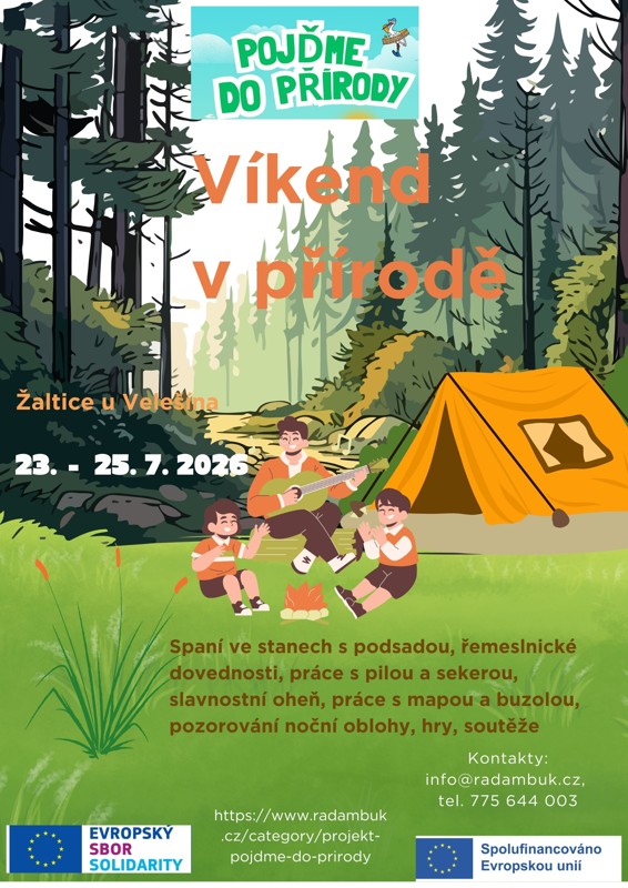 23. – 25. 7. 2026 – Víkend v přírodě- projekt Pojďme do přírody - RADAMBUK | Rada dětí a mládeže Jihočeského kraje