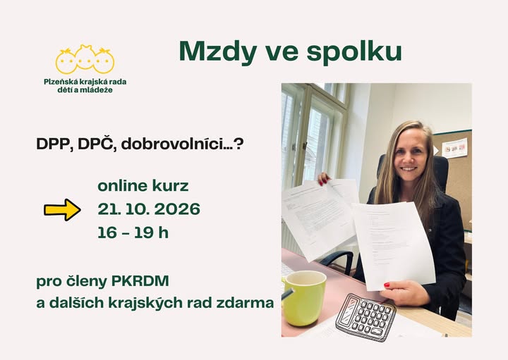 Mzdy ve spolku - kurz 21. 10. 2026 - RADAMBUK | Rada dětí a mládeže Jihočeského kraje