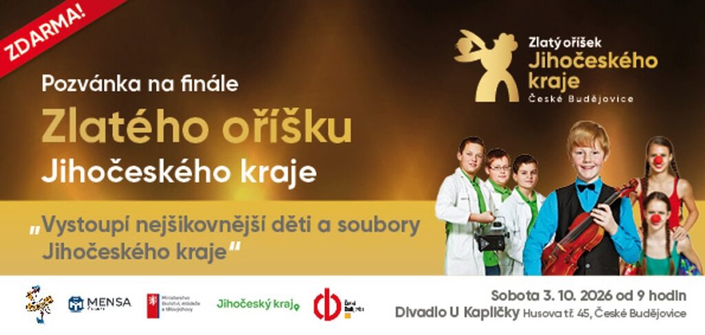 ZNÁME 12 FINALISTŮ 3. ROČNÍKU ZLATÉHO OŘÍŠKU JIHOČESKÉHO KRAJE 2026! - RADAMBUK | Rada dětí a mládeže Jihočeského kraje