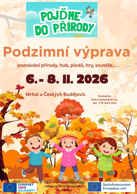 Podzimní výprava 6. - 8. 11. 2026 - projekt Pojďme do přírody - RADAMBUK | Rada dětí a mládeže Jihočeského kraje
